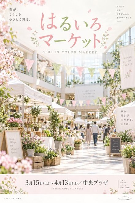 商業施設の春のマーケットのポスター